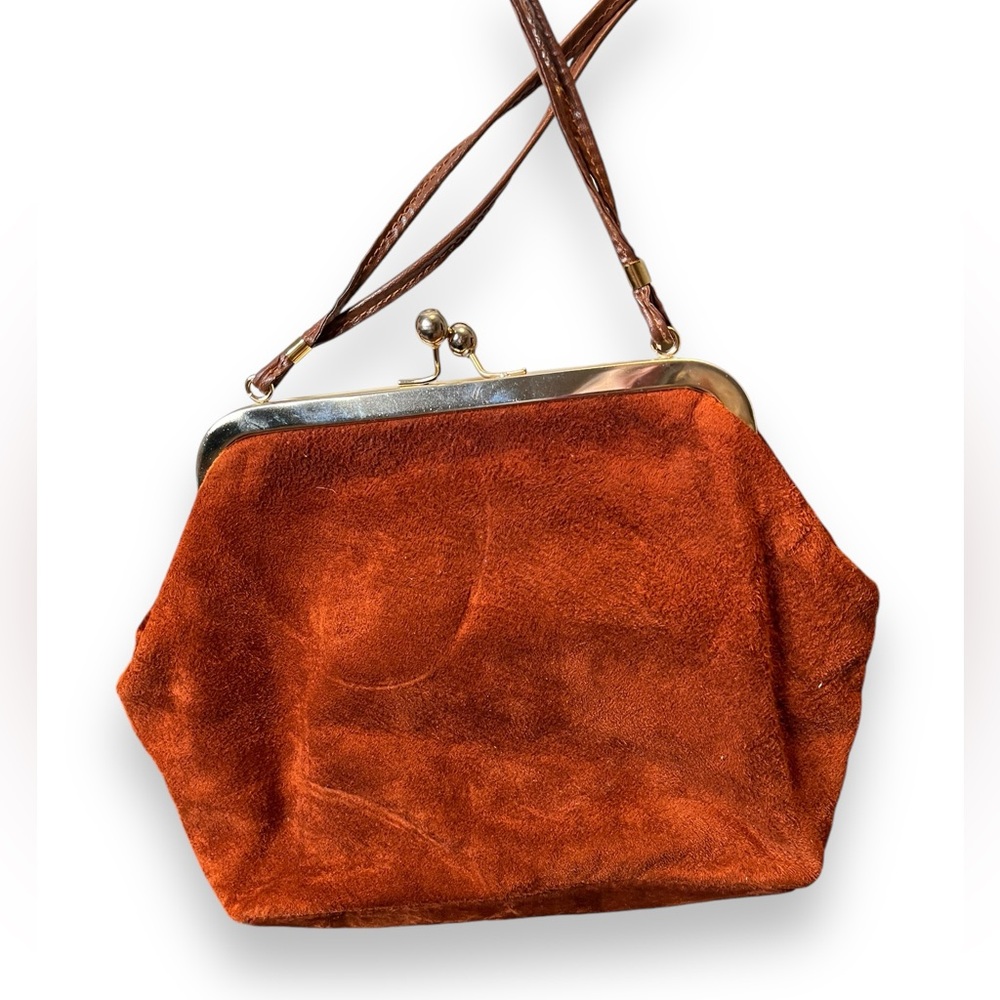 Kisslock purse Daniela sweet rust orange Italian crossbody clutch bag - Picture 7 of 16